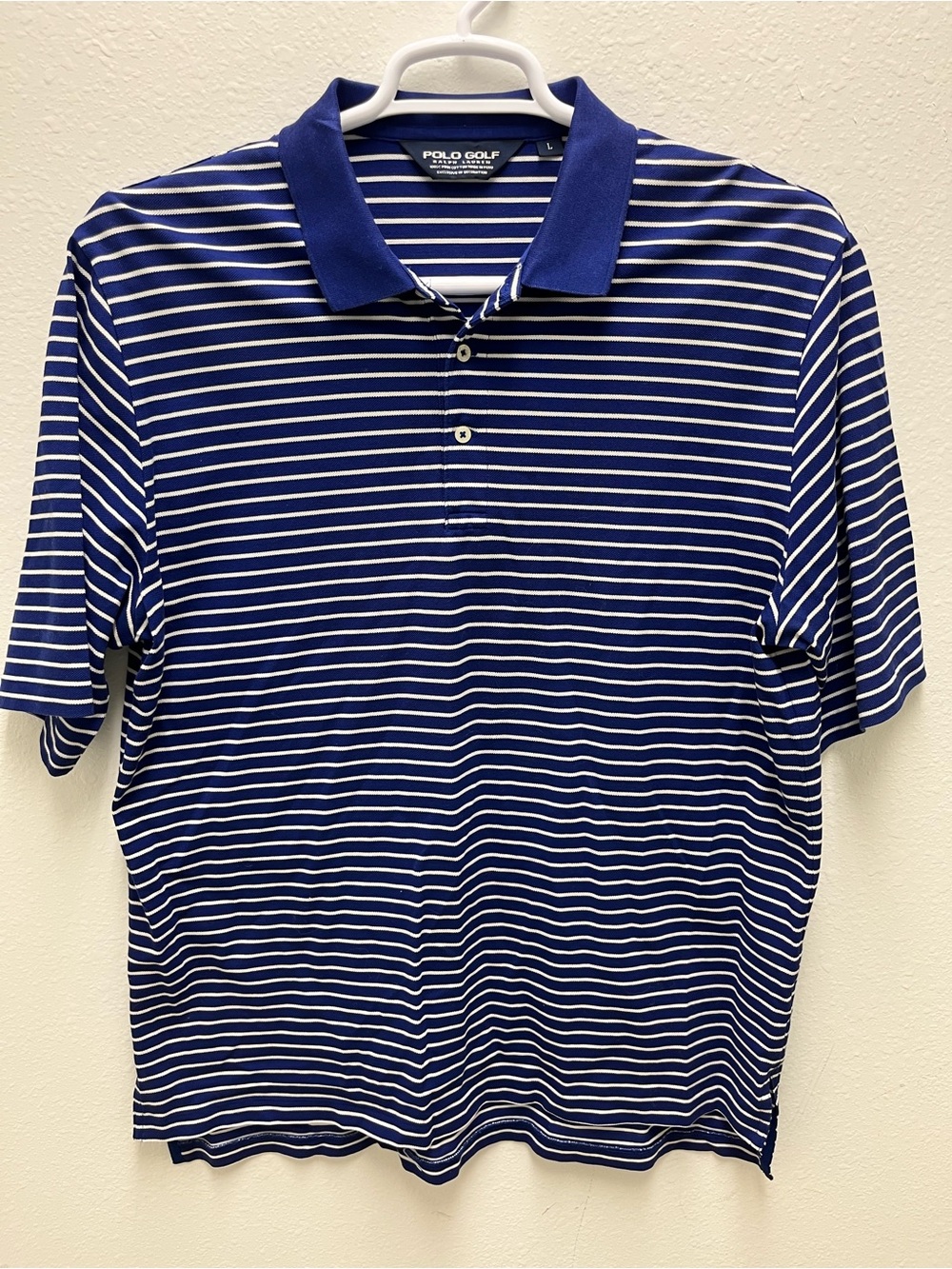 Polo Golf Ralph Lauren Men’s L Blue/White Striped Pima Cotton Polo Shirt